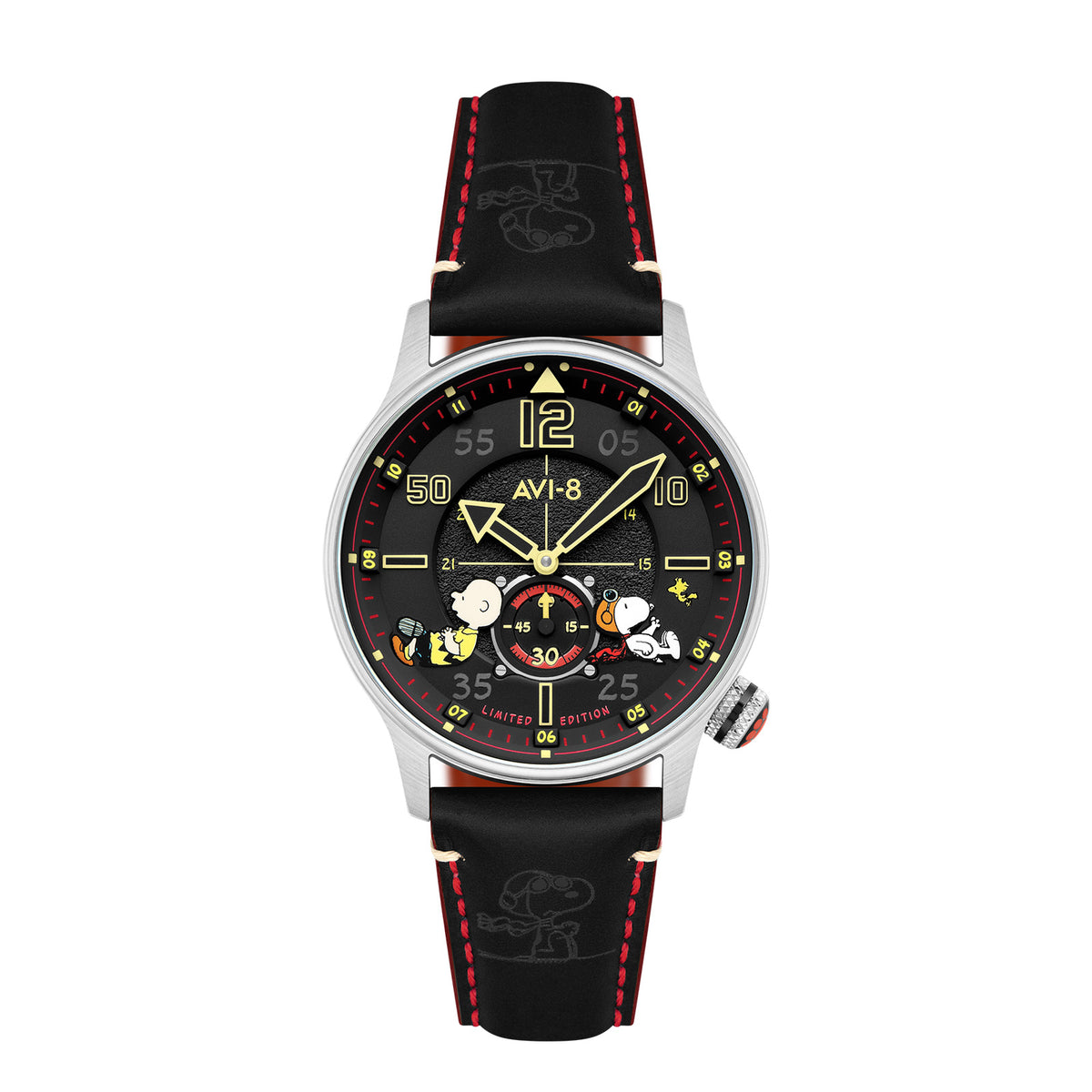 AVI-8 Peanuts Snoopy Limited Edition watch, Rogue Black AV-4155-01, Front view