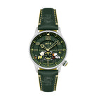 AVI-8 Peanuts Snoopy Limited Edition watch, Verdant Glow AV-4155-03 Front view, Dark green dial and strap